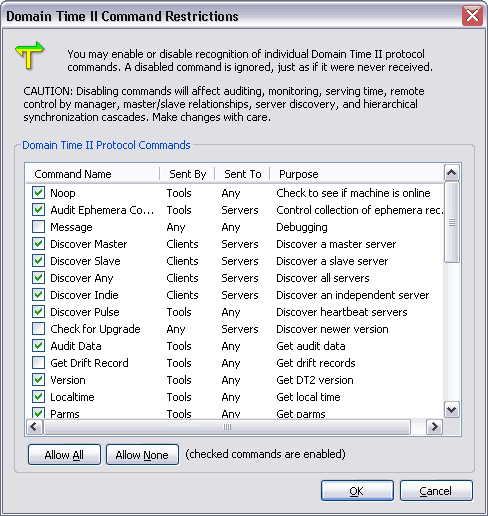Domain Time II Command Restrictions