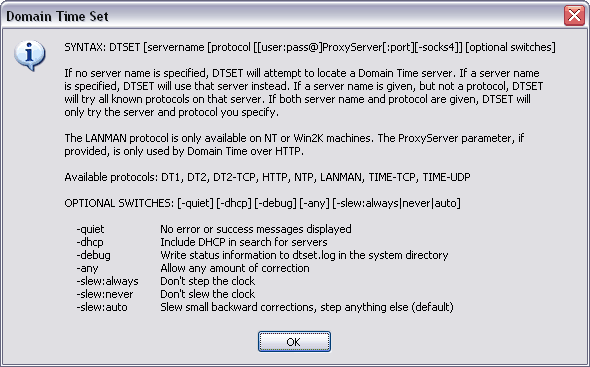 DTSet Parameters and Options