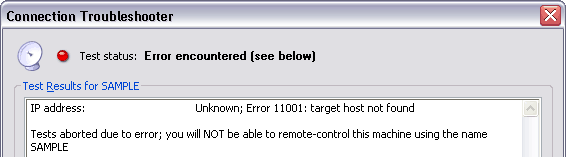 Test results from a completely unreachable machine