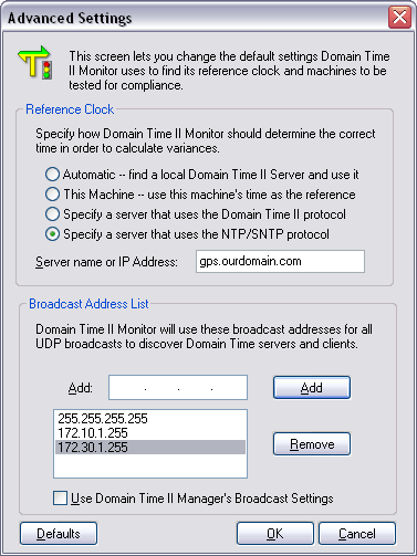 Advanced Settings page