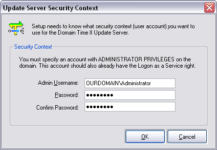 Domain Time II Update Server - Security Context