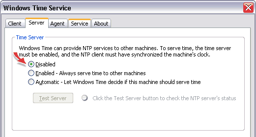 Disabling the Windows Time Server