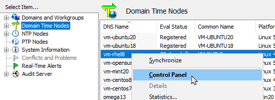 Manager - Connect from the Domain Time Nodes display
