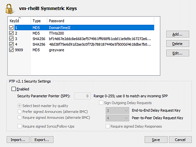 Manager - Symmetric Keys dialog