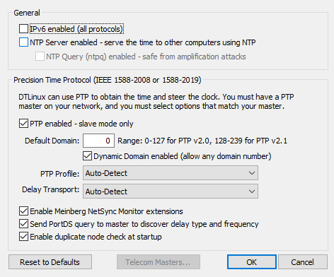 Manager - Protocol Settings dialog