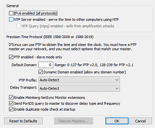 Manager - Protocol Settings dialog