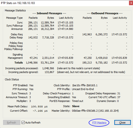 Manager - DTLinux PTP Statistics