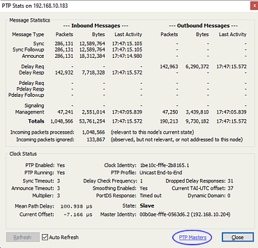 Manager - DTLinux PTP Statistics
