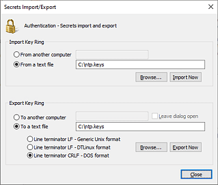 Secrets Import/Export Dialog