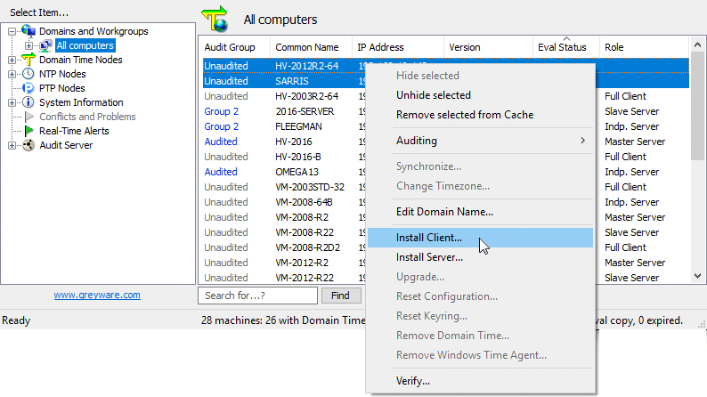 Select multiple machines to install