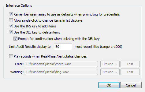 Interface Options Dialog