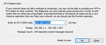 IPv4 Subnet Scan Dialog