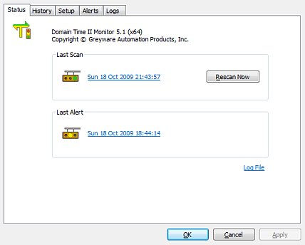 Domain Time II Monitor - Status tab