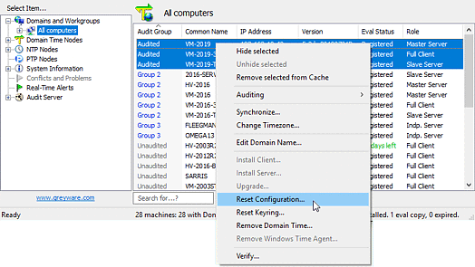 Reset Configuration on selected machines
