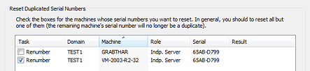 Domain Time II Manager - Reset Duplicated Serial Numbers dialog
