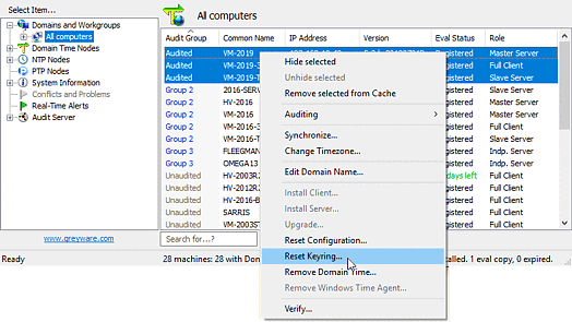 Reset Keyring on selected machines