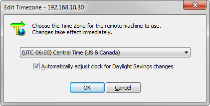 Change Timezone dialog