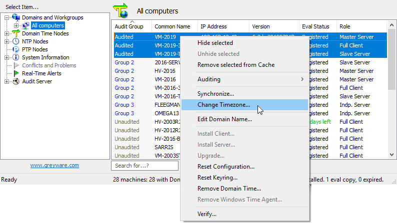 Change the timezone on multiple machines