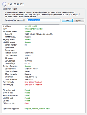 Connection Troubleshooter, showing a firewall problem<br>