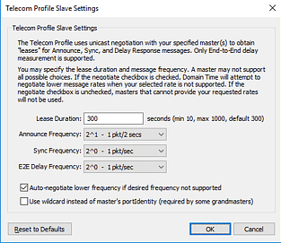 The Telecom Profile Slave Options dialog</a><br>