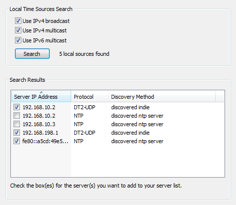 Search for Time Sources Automatically