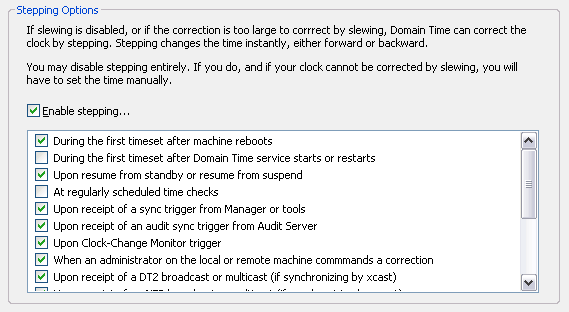 Stepping Options Dialog