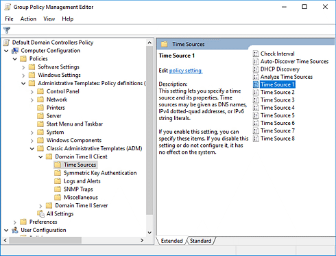 Select the Domain Time Policy to edit